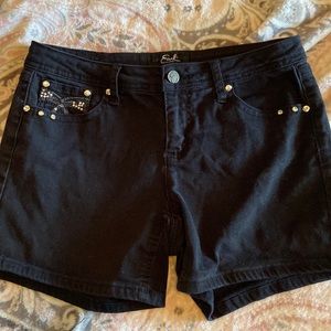 Black bedazzled shorts, size 6